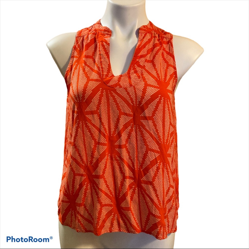 Maeve orange abstract print sleeveless blouse